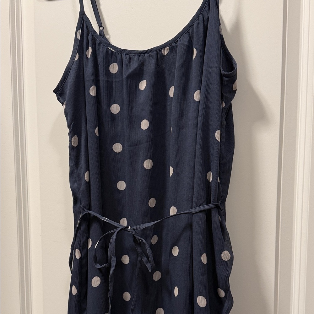 Old Navy Navy Blue Polka Dot Maxi Dress - MTall